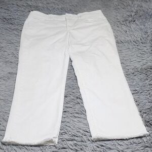 Democracy Jeans Womens 12 White AB Solution Straight Cropped Stretch Raw Hem